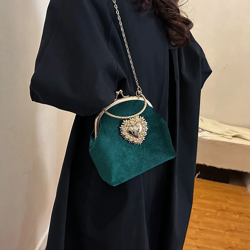 Women Hand Bags Sale - Catene Cornice in velluto Cuore Cena